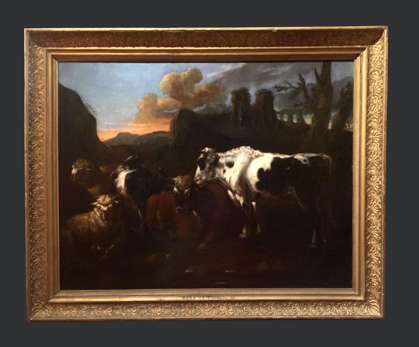 ROSA DA TIVOLI - "COUNTRY SCENE" - important 17th-century oil painting on canvas by Philipp Peter Roos known as ROSA DA TIVOLI (Sankt Goar, 1657 - Rome, 1706)